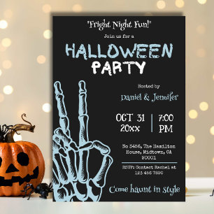 Spooky skeleton fright night fun Halloween Invitation
