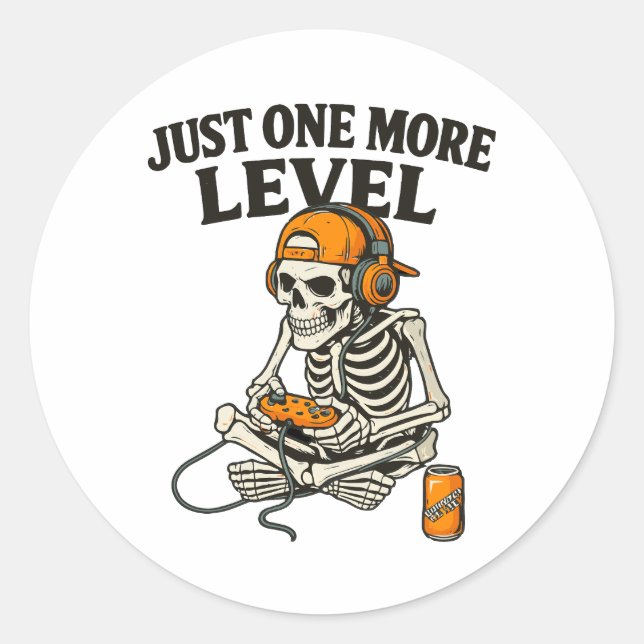 Spooky Skeleton Gaming 2025 Halloween Party Gamers Classic Round Sticker (Front)