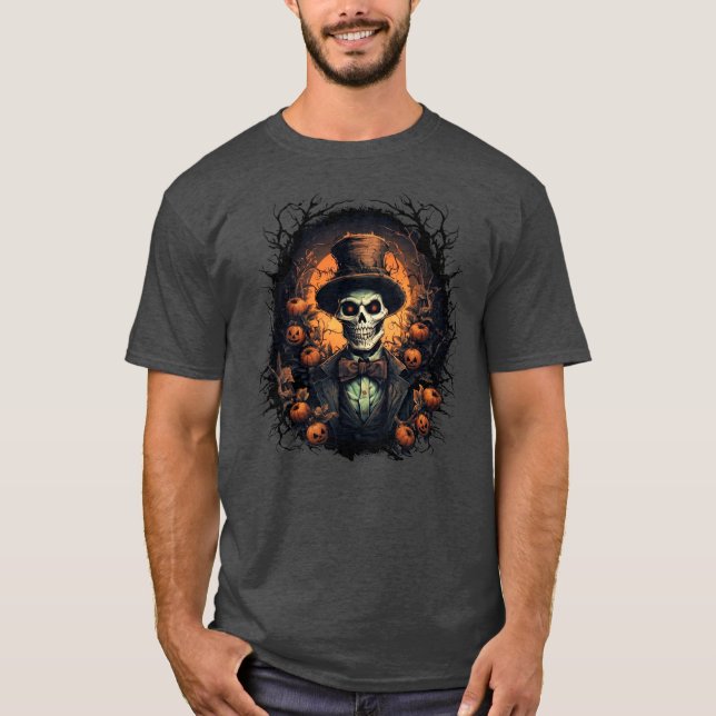 Spooky Skeleton Gentleman Halloween Men's T-Shirt (Front)