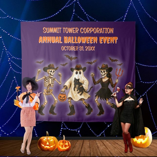 Spooky Skeleton Halloween Party Backdrop Tapestry (Creator Uploaded)