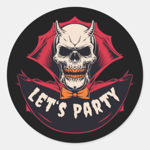 Spooky Skeleton Halloween Party Classic Round Sticker