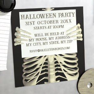 Spooky Skeleton Halloween Party Magnetic Invitation