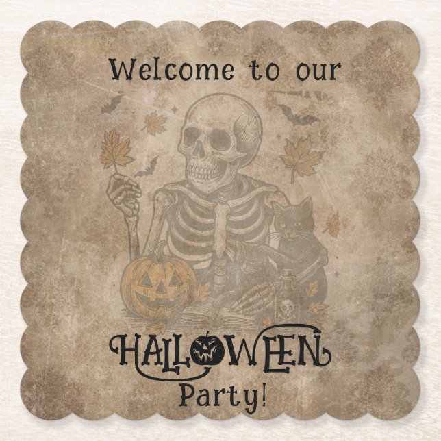 Spooky Skeleton Halloween Party   Paper Coaster (Front)