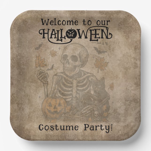 Spooky Skeleton Halloween Party   Paper Plate (Front)