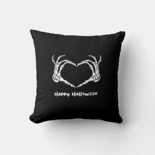 Spooky Skeleton Hand Heart With "Happy Halloween" Cushion