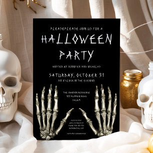 Spooky Skeleton Hands Halloween Party Invitation
