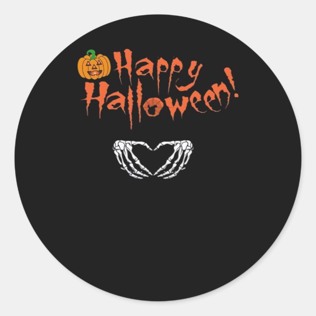 Spooky Skeleton Hands. Happy Halloween.  Classic Round Sticker (Front)