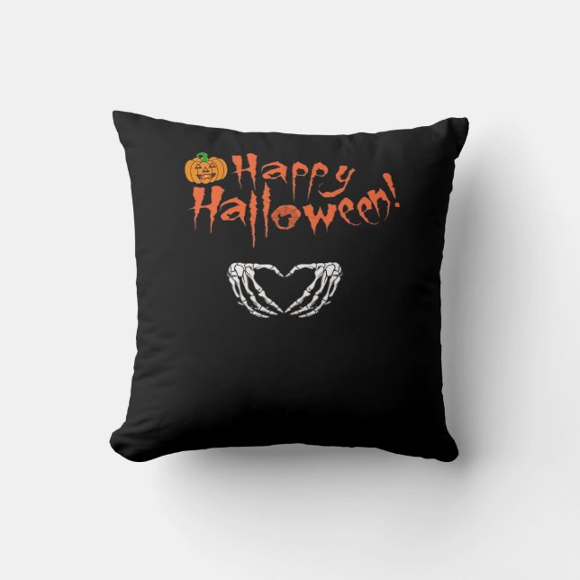 Spooky Skeleton Hands. Happy Halloween.  Cushion (Front)
