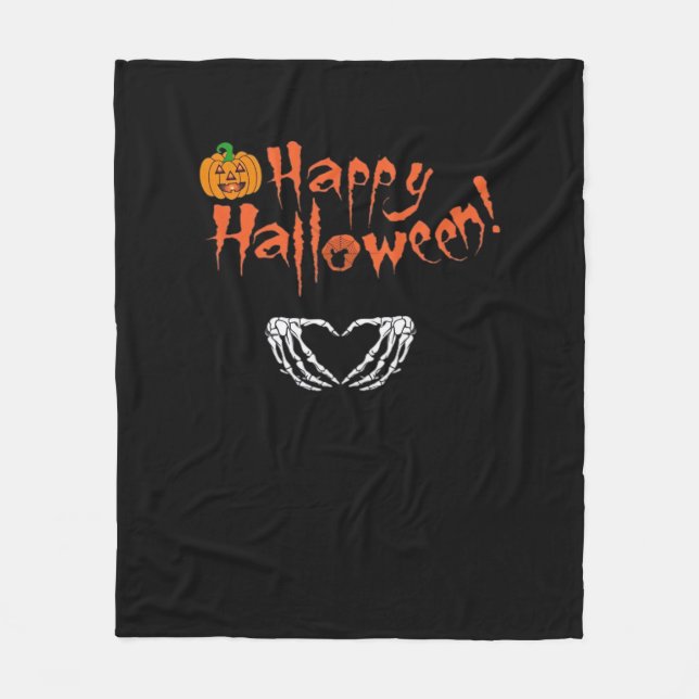 Spooky Skeleton Hands. Happy Halloween.  Fleece Blanket (Front)