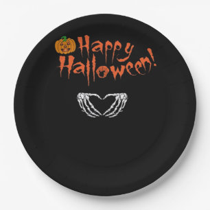 Spooky Skeleton Hands. Happy Halloween.  Paper Plate
