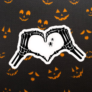 Spooky Skeleton Heart Hands Halloween Spiders