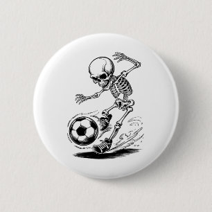Spooky Skeleton Kids Playing Soccer Halloween Tric 6 Cm Round Badge