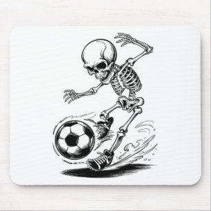 Spooky Skeleton Kids Playing Soccer Halloween Tric Mouse Pad