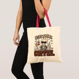 Spooky Skeleton Nurse Coffee Halloween Tote Bag