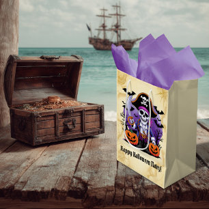 Spooky Skeleton Pirate Halloween Medium Gift Bag