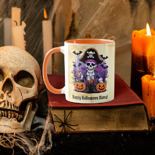 Spooky Skeleton Pirate Happy Halloween Mug