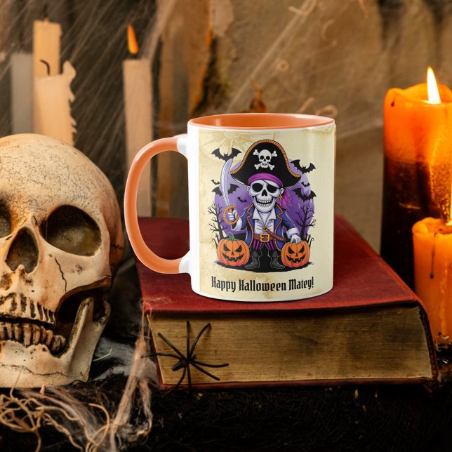 Spooky Skeleton Pirate Happy Halloween Mug (Creator Uploaded)