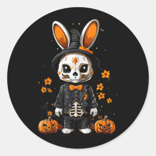 Spooky Skeleton Rabbit Halloween Costume Classic Round Sticker