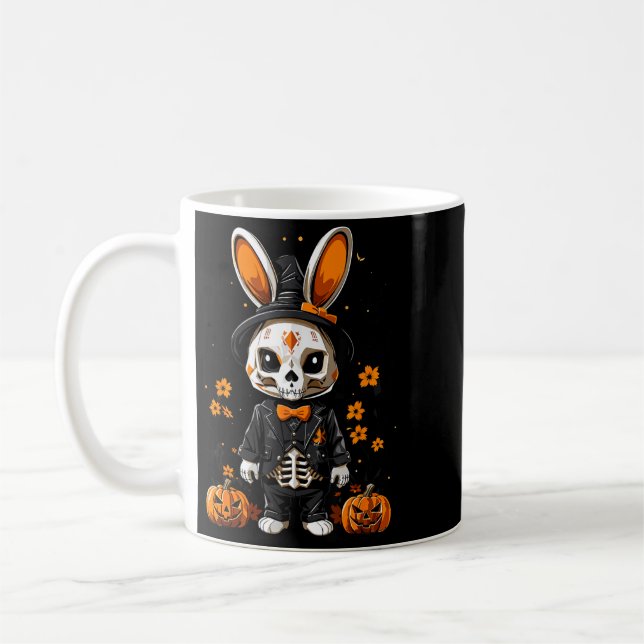 Spooky Skeleton Rabbit Halloween Costume Coffee Mug (Left)