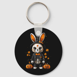 Spooky Skeleton Rabbit Halloween Costume Key Ring