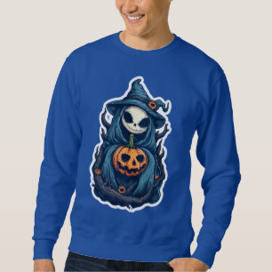 Spooky Skeleton Reaper with Pumpkin Sweatshirt
