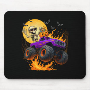 Spooky Skeleton Riding Monster Truck Halloween Cos Mouse Pad