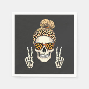 Spooky Skeleton Skull Leopard Halloween Mum Napkin