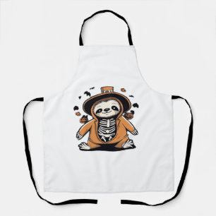 Spooky skeleton sloth trick or treating Classic T- Apron