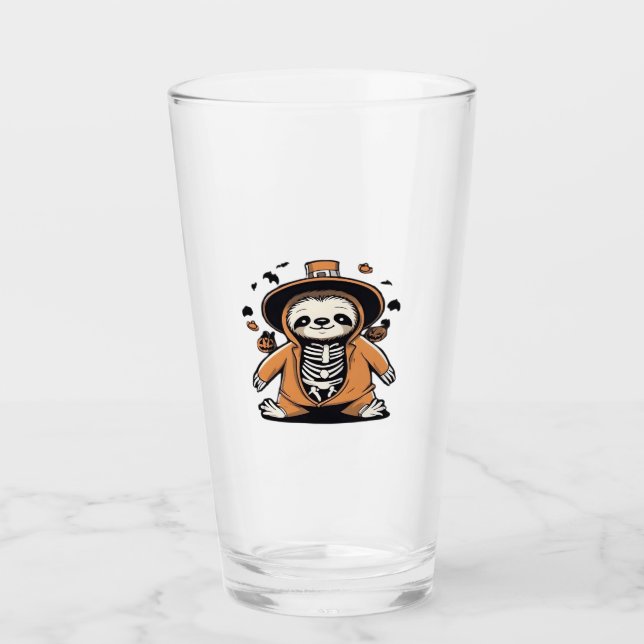 Spooky skeleton sloth trick or treating Classic T- Glass (Front)