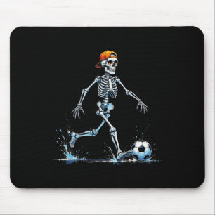 Spooky Skeleton Soccer Player Funny Halloween 2025 Mouse Pad
