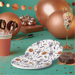 Spooky Skeleton Vibes for Halloween Paper Plate
