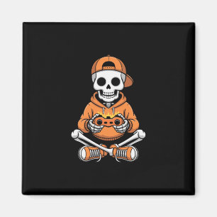 Spooky Skeleton Video Game Halloween Gaming Gamer Magnet
