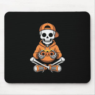 Spooky Skeleton Video Game Halloween Gaming Gamer Mouse Pad