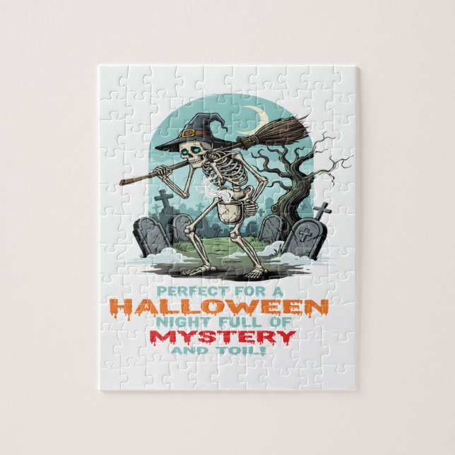 Spooky Skeleton Witch – Halloween Graveyard Advent Jigsaw Puzzle (Vertical)