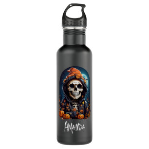 Spooky Skeleton with Evil Pumpkins 710 Ml Water Bottle