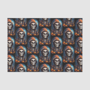 Spooky Skeleton with Evil Pumpkins Pattern Tissue Paper