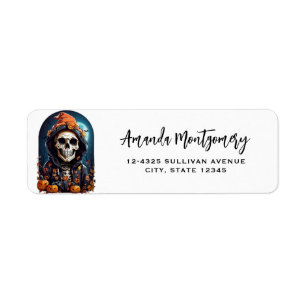 Spooky Skeleton with Evil Pumpkins Return Address Label