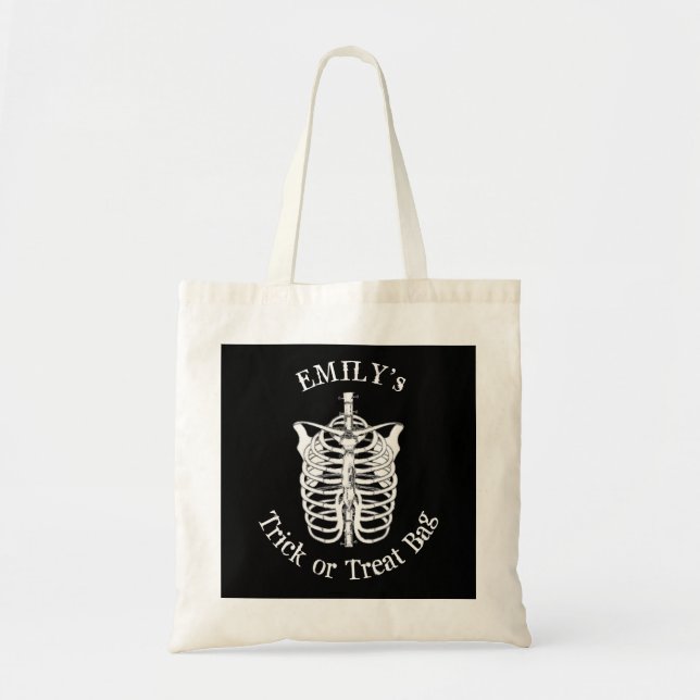 Spooky Skeleton X-Ray Halloween Tote Bag (Front)