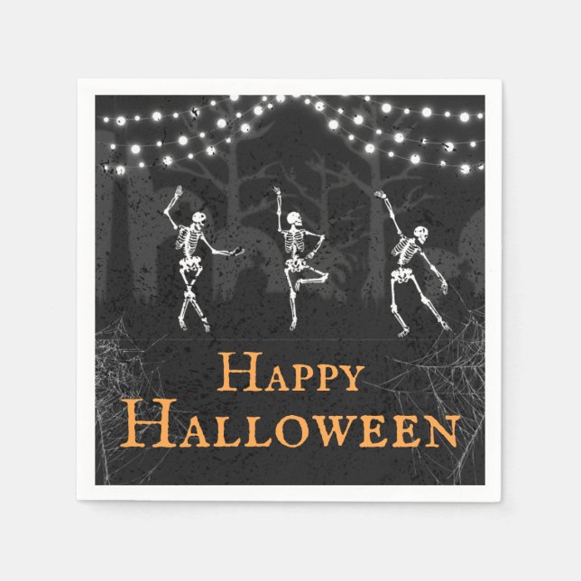 Spooky Skeletons Graveyard Halloween Party Napkin (Front)
