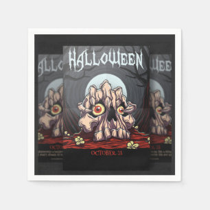 Spooky Skull and Claw Halloween Napkin