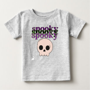 Spooky Skull And Ghost Happy Halloween Baby T-Shirt