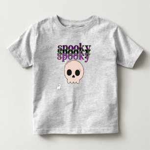 Spooky Skull And Ghost Happy Halloween Toddler T-Shirt