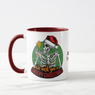 Spooky Skull Christmas  Wish You a Creepy Red Mug