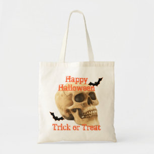 spooky skull customisable trick or treat halloween tote bag