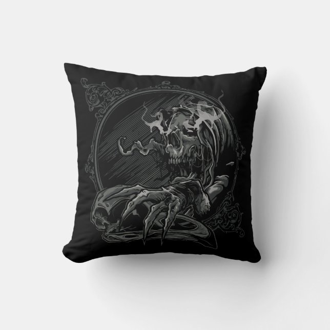 Spooky Skull Evil Illustration Cushion (Front)