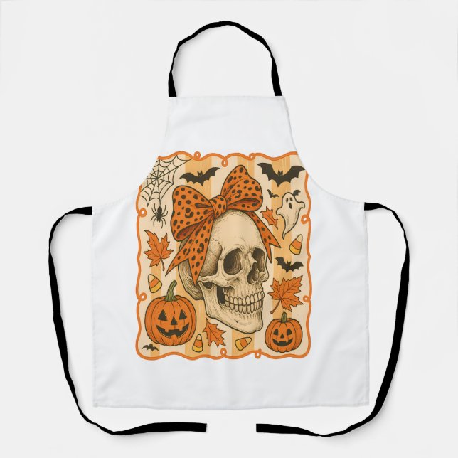 Spooky Skull Halloween Apron (Front)