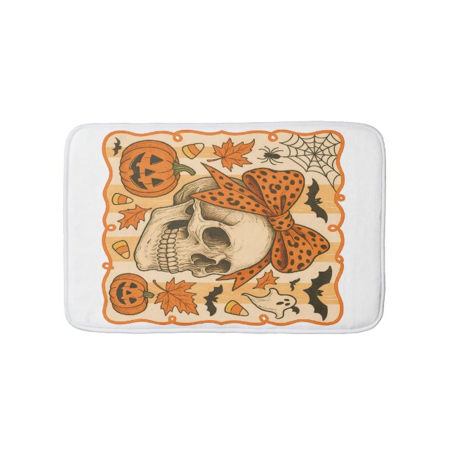 Spooky Skull Halloween Bath Mat (Front)