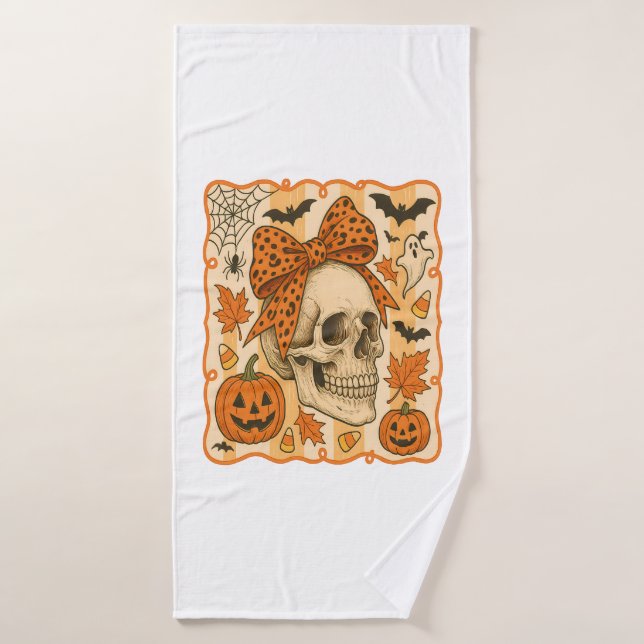 Spooky Skull Halloween Bath Towel (Bath Towel)