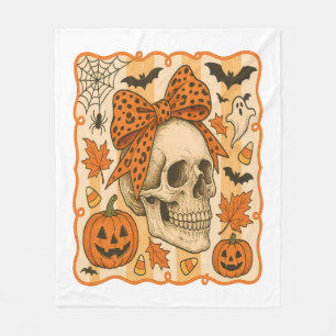 Spooky Skull Halloween Fleece Blanket