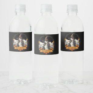 Spooky Skull Halloween Goth Water Bottle Labels